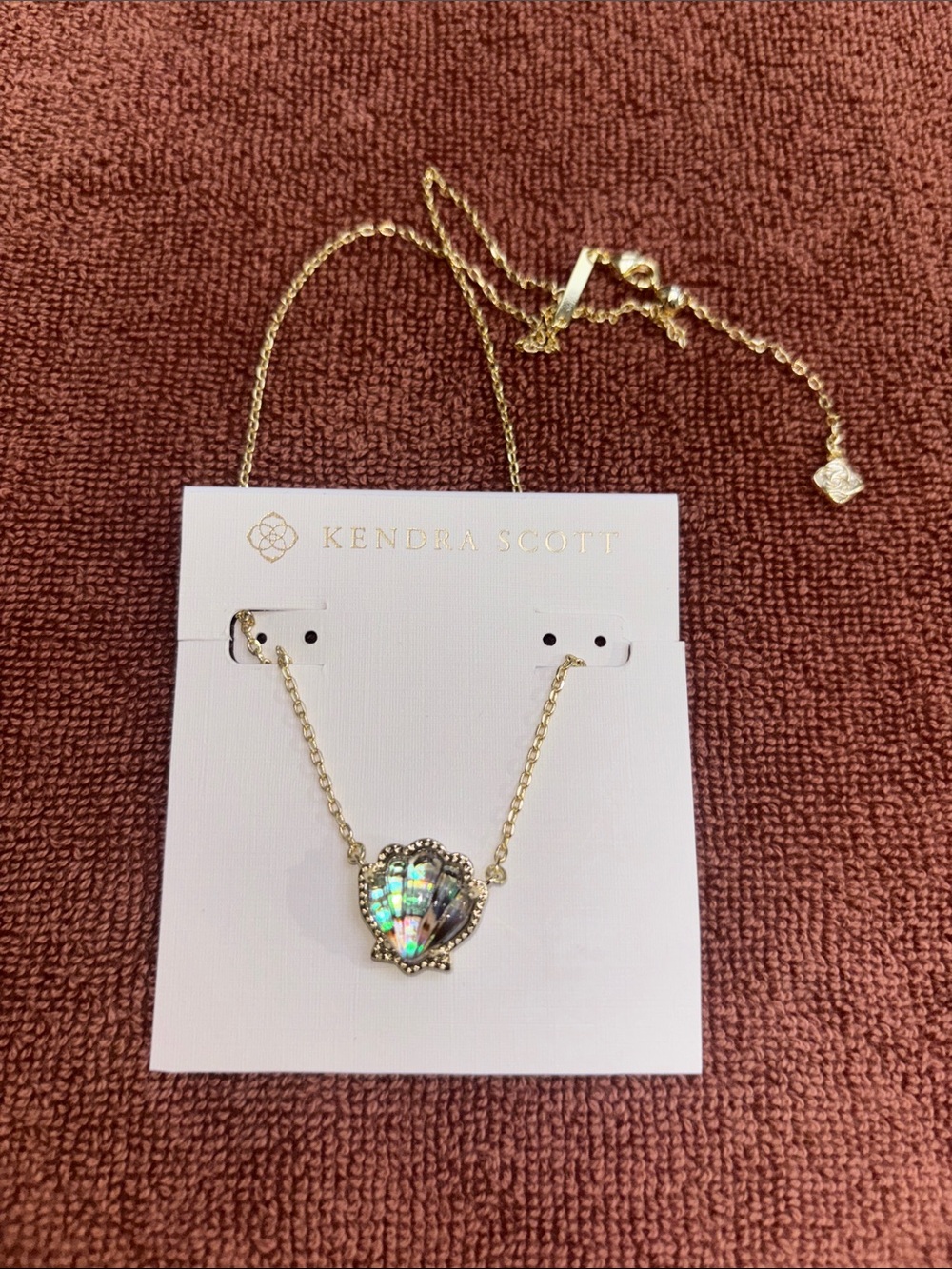 Kendra Scott Gold Necklace with Iridescent Abalone Shell Pendant